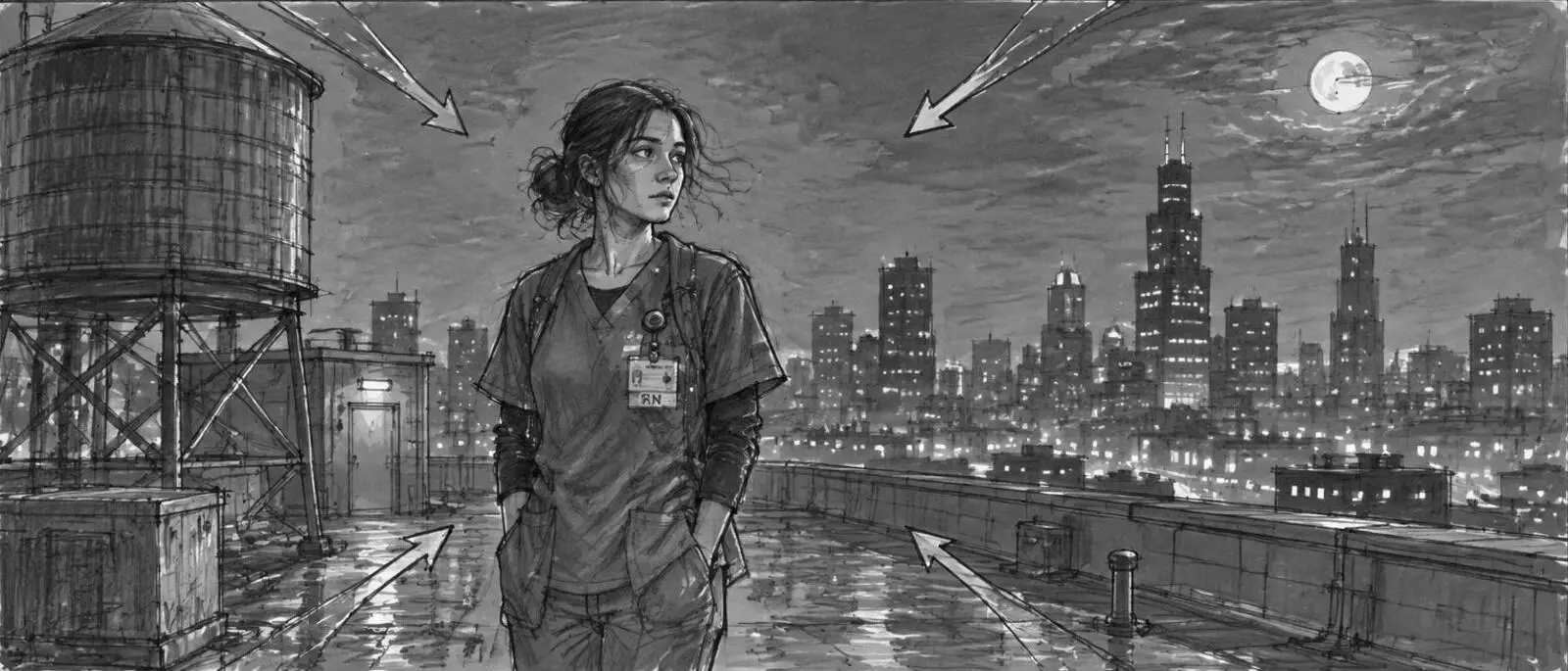 Storyboard sketch of the same shot